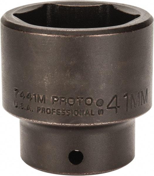 Proto - 1/2" Drive 41mm Standard Impact Socket - 6 Points, 2-3/8" OAL - Top Tool & Supply