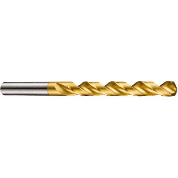 Jobber Length Drill Bit: 0.4844″ Dia, 130 °, High Speed Steel TiN Finish, Right Hand Cut, Spiral Flute, Straight-Cylindrical Shank