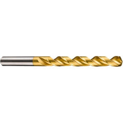 Jobber Length Drill Bit: 0.4844″ Dia, 130 °, High Speed Steel TiN Finish, Right Hand Cut, Spiral Flute, Straight-Cylindrical Shank