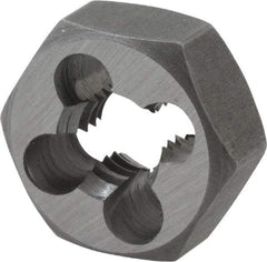 Interstate - 5/16-20 UNS Thread, 11/16" Hex, Right Hand Thread, Hex Rethreading Die - Carbon Steel, 5/16" Thick - Exact Industrial Supply