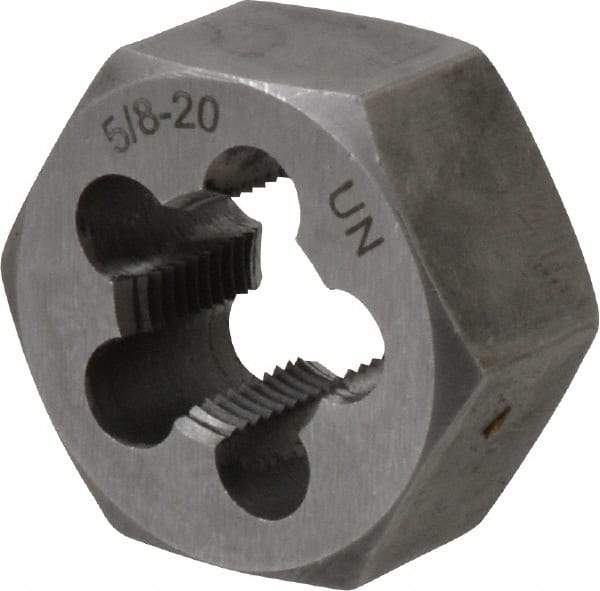 Interstate - 5/8-20 UNS Thread, 1-1/4" Hex, Right Hand Thread, Hex Rethreading Die - Carbon Steel, 5/8" Thick - Exact Industrial Supply