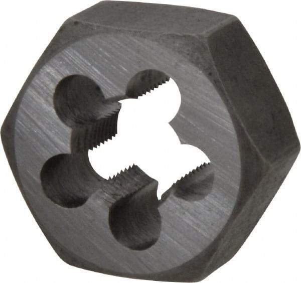 Interstate - M12x1.00 Metric Fine Thread, 1-1/16" Hex, Right Hand Thread, Hex Rethreading Die - Carbon Steel, 1/2" Thick - Exact Industrial Supply