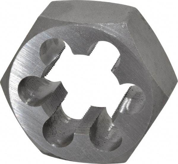 Interstate - M30x1.50 Metric Fine Thread, 2-3/16" Hex, Right Hand Thread, Hex Rethreading Die - Carbon Steel, 1" Thick - Exact Industrial Supply