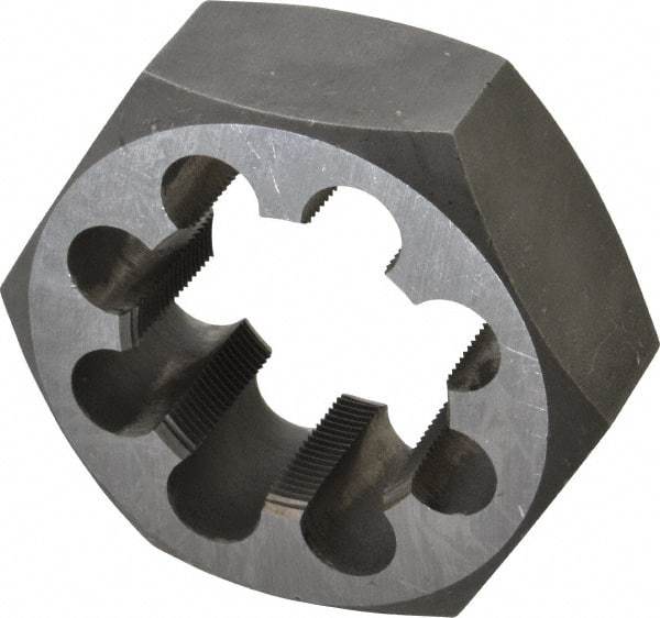 Interstate - M48x1.50 Metric Fine Thread, 3-1/8" Hex, Right Hand Thread, Hex Rethreading Die - Carbon Steel, 1-1/4" Thick - Exact Industrial Supply