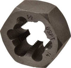 Interstate - 1/2-14 BSPT Thread, Hex Pipe Die - 1-5/8" Outside Diam, Carbon Steel - Exact Industrial Supply