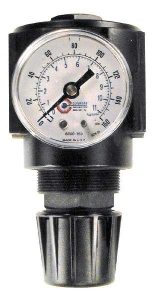 Coilhose Pneumatics - 3/8 NPT Port, 120 CFM, Cast Aluminum Standard Regulator - 0 to 250 psi Range, 250 Max psi Supply Pressure, 1/4" Gauge Port Thread, 2-3/4" Wide x 5-1/2" High - Top Tool & Supply