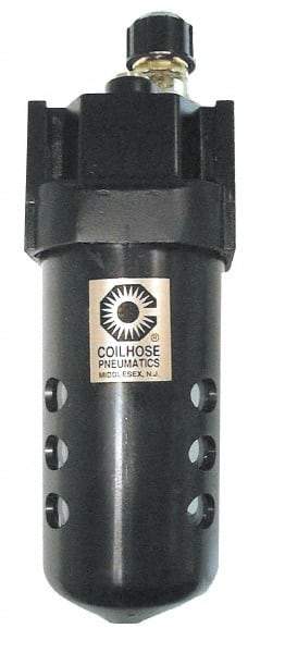 Coilhose Pneumatics - 3/4 NPT Port, 250 Max psi, Standard Lubricator - Metal Bowl with Sight Glass, Cast Aluminum Body, 160 CFM, 250°F Max, 2-3/4" Wide x 8" High - Top Tool & Supply