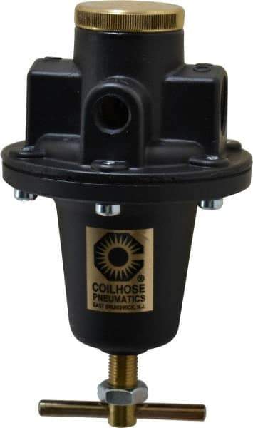 Coilhose Pneumatics - 1/2 NPT Port, 80 CFM, Cast Aluminum Heavy-Duty T-Handle Regulator - 0 to 125 psi Range, 250 Max psi Supply Pressure, 1/4" Gauge Port Thread, 4" Wide x 7" High - Top Tool & Supply