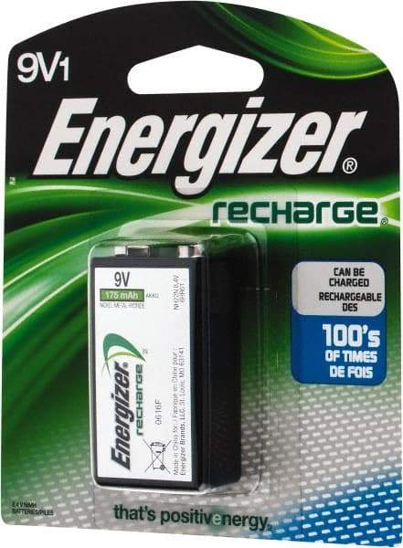 Energizer - Size 9V, NiMH, Standard Battery - 9 Volts, Miniature Snap Terminal - Top Tool & Supply