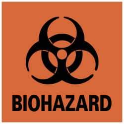 NMC - Hazardous Materials Label - Legend: BIOHAZARD, English, Black & Orange, 4" Long x 4" High, Sign Muscle Finish - Top Tool & Supply