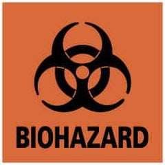 NMC - Hazardous Materials Label - Legend: BIOHAZARD, English, Black & Orange, 4" Long x 4" High, Sign Muscle Finish - Top Tool & Supply