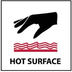 NMC - "Hot Surface", 7" Long x 7" Wide, Rigid Plastic Safety Sign - Square, 0.05" Thick, Use for Hazardous Materials - Top Tool & Supply