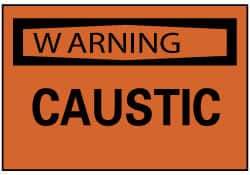 NMC - Accident Prevention Label, Header: WARNING - Legend: Warning - Caustic, English, Black & Orange, 5" Long x 3" High, Sign Muscle Finish - Top Tool & Supply