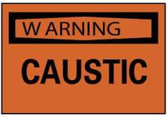 NMC - Accident Prevention Label, Header: WARNING - Legend: Warning - Caustic, English, Black & Orange, 5" Long x 3" High, Sign Muscle Finish - Top Tool & Supply