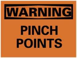 NMC - "Warning - Pinch Points", 7" Long x 10" Wide, Pressure-Sensitive Vinyl Safety Sign - Rectangle, 0.004" Thick, Use for Accident Prevention - Top Tool & Supply