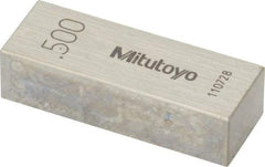 Mitutoyo - 0.5" Rectangular Steel Gage Block - Accuracy Grade AS-1, Includes Certificate of Inspection - Top Tool & Supply