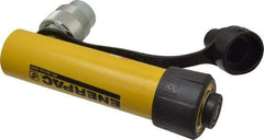 Enerpac - 5 Ton, 3" Stroke, 2.98 Cu In Oil Capacity, Portable Hydraulic Single Acting Cylinder - 0.99 Sq In Effective Area, 6.5" Lowered Ht., 9.5" Max Ht., 1.13" Cyl Bore Diam, 1" Plunger Rod Diam, 10,000 Max psi - Top Tool & Supply