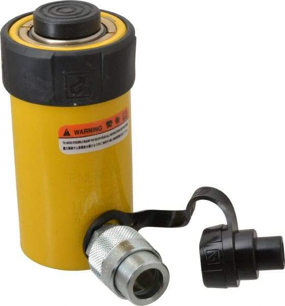 Enerpac - 15 Ton, 2" Stroke, 6.28 Cu In Oil Capacity, Portable Hydraulic Single Acting Cylinder - 3.14 Sq In Effective Area, 5.88" Lowered Ht., 7.88" Max Ht., 2" Cyl Bore Diam, 1.625" Plunger Rod Diam, 10,000 Max psi - Top Tool & Supply