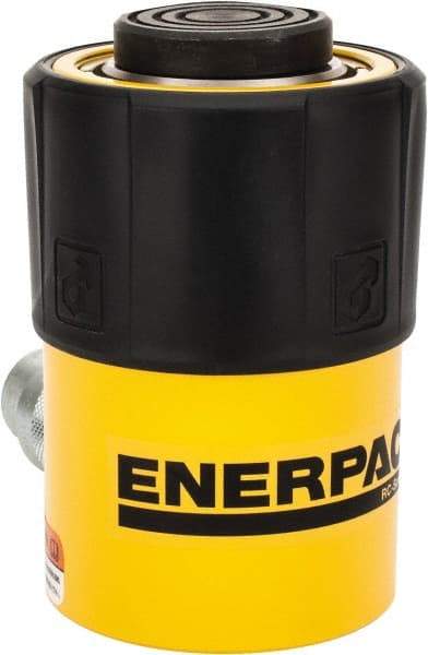 Enerpac - 25 Ton, 1" Stroke, 5.16 Cu In Oil Capacity, Portable Hydraulic Single Acting Cylinder - 5.16 Sq In Effective Area, 5.5" Lowered Ht., 6.5" Max Ht., 2.56" Cyl Bore Diam, 2.25" Plunger Rod Diam, 10,000 Max psi - Top Tool & Supply