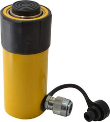 Enerpac - 25 Ton, 4" Stroke, 20.63 Cu In Oil Capacity, Portable Hydraulic Single Acting Cylinder - 5.16 Sq In Effective Area, 8.5" Lowered Ht., 12.5" Max Ht., 2.56" Cyl Bore Diam, 2.25" Plunger Rod Diam, 10,000 Max psi - Top Tool & Supply