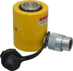 Enerpac - 10 Ton, 1.5" Stroke, 3.35 Cu In Oil Capacity, Portable Hydraulic Low Profile Cylinder - 2.24 Sq In Effective Area, 3.47" Lowered Ht., 4.97" Max Ht., 1.69" Cyl Bore Diam, 1.5" Plunger Rod Diam, 10,000 Max psi - Top Tool & Supply