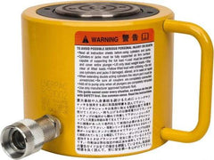 Enerpac - 100 Ton, 2.25" Stroke, 44.18 Cu In Oil Capacity, Portable Hydraulic Low Profile Cylinder - 19.64 Sq In Effective Area, 5.56" Lowered Ht., 7.81" Max Ht., 5" Cyl Bore Diam, 3.63" Plunger Rod Diam, 10,000 Max psi - Top Tool & Supply