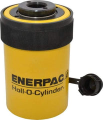 Enerpac - 20 Ton, 2" Stroke, 9.46 Cu In Oil Capacity, Portable Hydraulic Hollow Hole Cylinder - 4.73 Sq In Effective Area, 6.38" Lowered Ht., 8.38" Max Ht., 2.88" Cyl Bore Diam, 2.13" Plunger Rod Diam, 10,000 Max psi - Top Tool & Supply