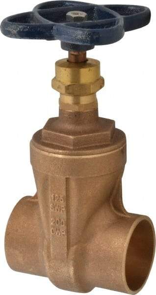 NIBCO - 2" Pipe, Class 125, Soldered Bronze Solid Wedge Stem Gate Valve - 200 WOG, 125 WSP, Screw-In Bonnet - Top Tool & Supply