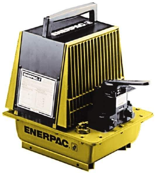 Enerpac - 10,000 psi Air-Hydraulic Pump & Jack - 2 Gal Oil Capacity, 3-Way, 2 Position Valve, Use with Single Acting Cylinders, Advance & Retract - Top Tool & Supply