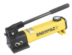 Enerpac - 1" Piston Stroke, 7/16" Diam, 0.151 Cu In per Stroke, 55 Cu In Reservoir Capacity, Manual Hydraulic Pump - 10,000 psi, 72 Lbs. Max Handle Effort - Top Tool & Supply