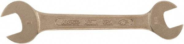 Ampco - 13mm x 15mm Nonsparking Open End Wrench - 5-3/4" OAL, Double End, Plain Finish - Top Tool & Supply