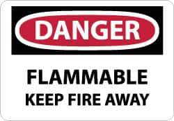 NMC - Danger - Flammable - Keep Fire Away, Aluminum Fire Sign - 14" Wide x 10" High - Top Tool & Supply