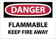 NMC - Danger - Flammable - Keep Fire Away, Aluminum Fire Sign - 14" Wide x 10" High - Top Tool & Supply