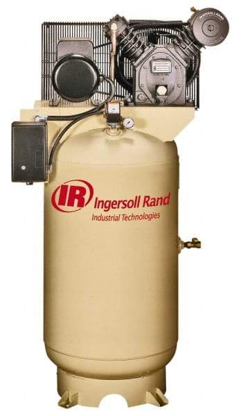 Ingersoll-Rand - 7.5 hp, 80 Gal Stationary Electric Vertical Air Compressor - Single Phase, 175 Max psi, 24 CFM, 230 Volt - Top Tool & Supply