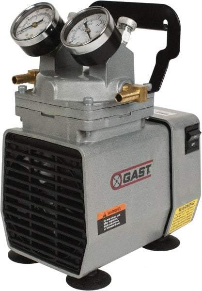 Gast - 1/8 HP Lab Model Diaphragm Pump - 115 VAC, 60 Max psi, 7.62" Long x 5.12" Wide x 7.59" High - Top Tool & Supply