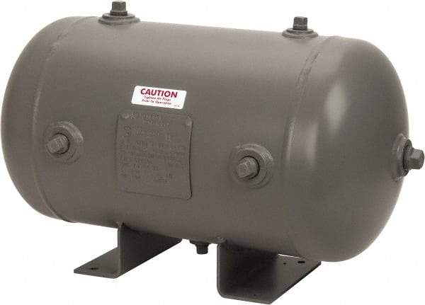 Made in USA - 9.8 Gallon, 200 Max psi Universal Horizontal Tank - 3/4" Inlet, 23" Tank Length x 12" Tank Diam - Top Tool & Supply