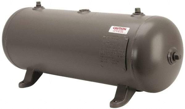 Made in USA - 10 Gallon, 200 Max psi Horizontal Tank - 30" Tank Length x 10" Tank Diam - Top Tool & Supply