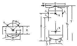 Made in USA - 60 Gallon, 200 Max psi Vertical Tank with Plate - 3/4" Inlet, 48" Tank Length x 20" Tank Diam - Top Tool & Supply