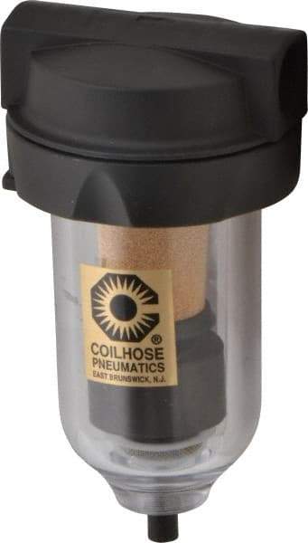 Coilhose Pneumatics - 3/8" Port, 5" High, FRL Filter with Polycarbonate Bowl & Automatic Drain - 150 Max psi, 120°F Max, 4 oz Bowl Capacity - Top Tool & Supply