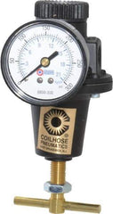 Coilhose Pneumatics - 1/4 NPT Port, 40 CFM, Cast Aluminum Heavy-Duty T-Handle Regulator - 0 to 200 psi Range, 250 Max psi Supply Pressure, 1/4" Gauge Port Thread, 3" Wide x 5-1/2" High - Top Tool & Supply