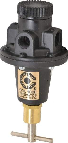 Coilhose Pneumatics - 3/8 NPT Port, 40 CFM, Cast Aluminum Tamper Proof Heavy-Duty T-Handle Regulator - 0 to 200 psi Range, 250 Max psi Supply Pressure, 1/4" Gauge Port Thread, 3" Wide x 5-1/2" High - Top Tool & Supply