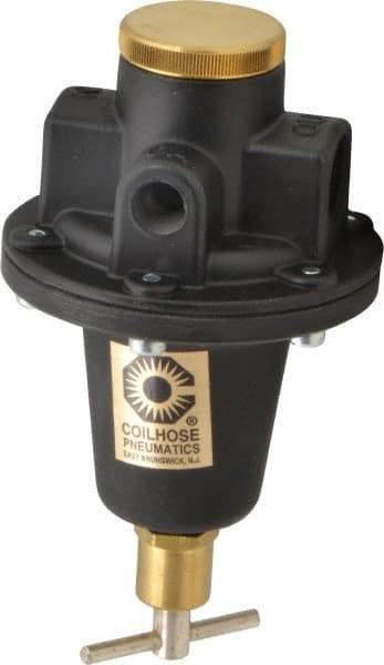 Coilhose Pneumatics - 1/2 NPT Port, 80 CFM, Cast Aluminum Tamper Proof Heavy-Duty T-Handle Regulator - 0 to 60 psi Range, 250 Max psi Supply Pressure, 1/4" Gauge Port Thread, 4" Wide x 7" High - Top Tool & Supply