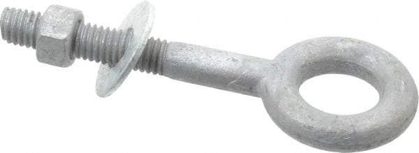 Value Collection - 3/8-16, Zinc-Plated Finish, Forged Steel Forged Eye Bolt - 1-1/2" Thread Length, 3/4" ID x 1-1/2" OD, 2-1/2" Shank Length - Top Tool & Supply