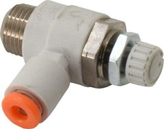 SMC PNEUMATICS - 1/8" Tube OD x 1/8" Male NPT Flow Control Elbow Valve - Meter Out - Top Tool & Supply