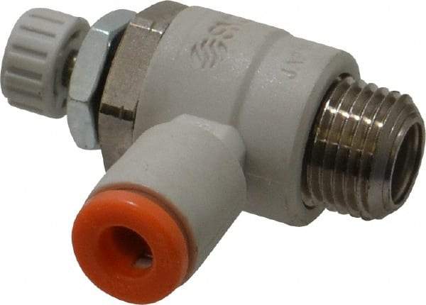 SMC PNEUMATICS - 5/32" Tube OD x 1/8" Male NPT Flow Control Elbow Valve - Meter Out - Top Tool & Supply