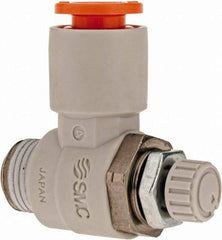 SMC PNEUMATICS - 1/4" Tube OD x 1/8" Male NPT Flow Control Elbow Valve - Meter Out - Top Tool & Supply