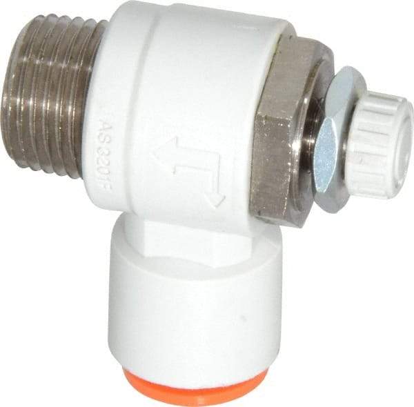 SMC PNEUMATICS - 3/8" Tube OD x 3/8" Male NPT Flow Control Elbow Valve - Meter Out - Top Tool & Supply