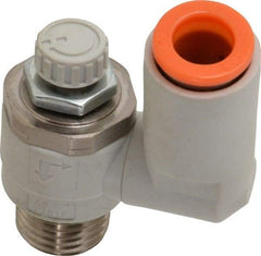 SMC PNEUMATICS - 5/16" Tube OD x 1/4" Male NPT Flow Control Offset Inline Valve - Meter Out - Top Tool & Supply