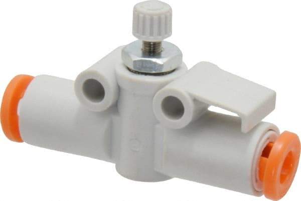 SMC PNEUMATICS - 5/32" Tube OD x M5 Body Flow & Speed Control Valve - Speed Control Inline Type with One Touch Fitting - Top Tool & Supply