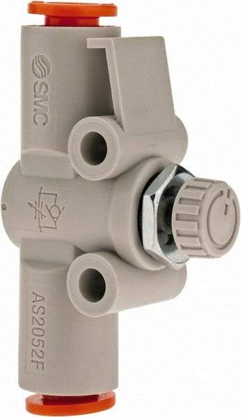 SMC PNEUMATICS - 1/4" Tube OD x 1/4 Body Flow & Speed Control Valve - Speed Control Inline Type with One Touch Fitting - Top Tool & Supply